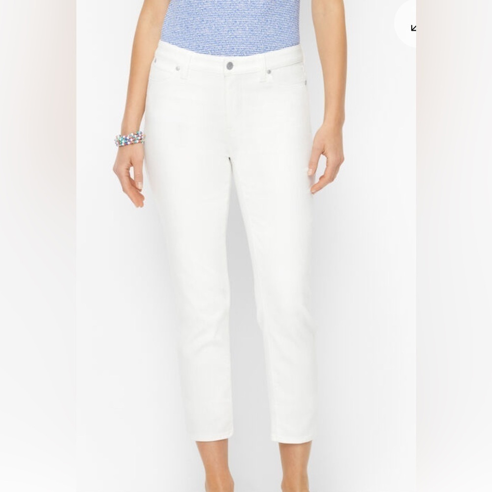 Talbots Women’s 2 Petite Modern   Ankle Jeans Stretch White Pocket Elegant